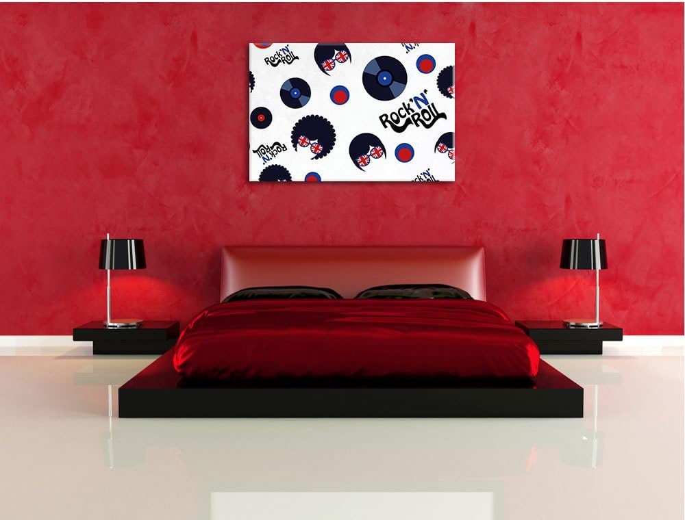 Pixxprint Rock 'n' roll Collage als Leinwandbild/Grösse: 100x70 cm/Wandbild/Kunstdruck/fertig bespan