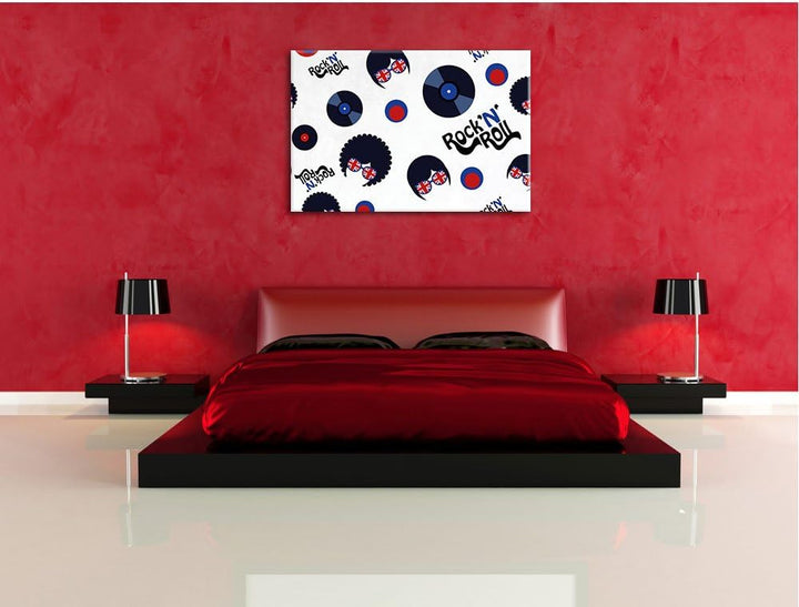 Pixxprint Rock 'n' roll Collage als Leinwandbild/Grösse: 100x70 cm/Wandbild/Kunstdruck/fertig bespan