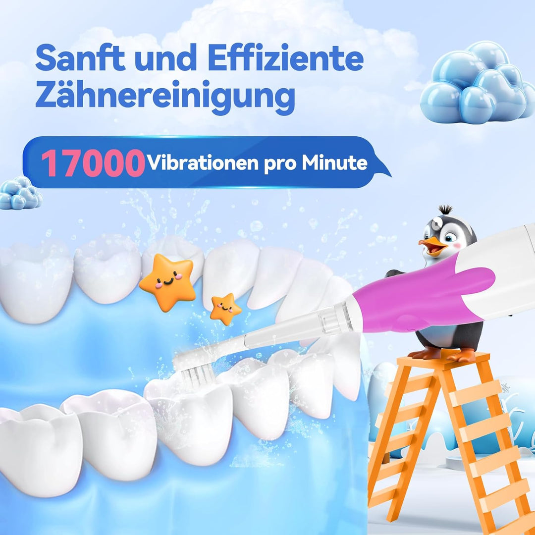 Seago Elektrische Zahnbürste Kinder ab 0-3 Jahr mit LED Licht, Weichen BPA-freiem Runder Gummierte B