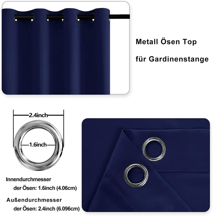 DWCN Vorhang Blickdicht Verdunkelungsgardinen mit Ösen 2 Stücke Thermogardine für Wohnzimmer,Schlafz