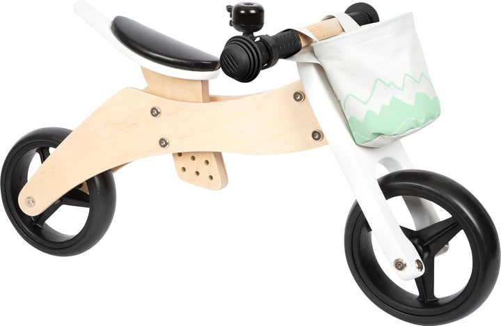 small foot Laufrad und Dreirad Salbeigrün aus Holz, 4in1, mit verstellbarem Sitz und gummierten Reif