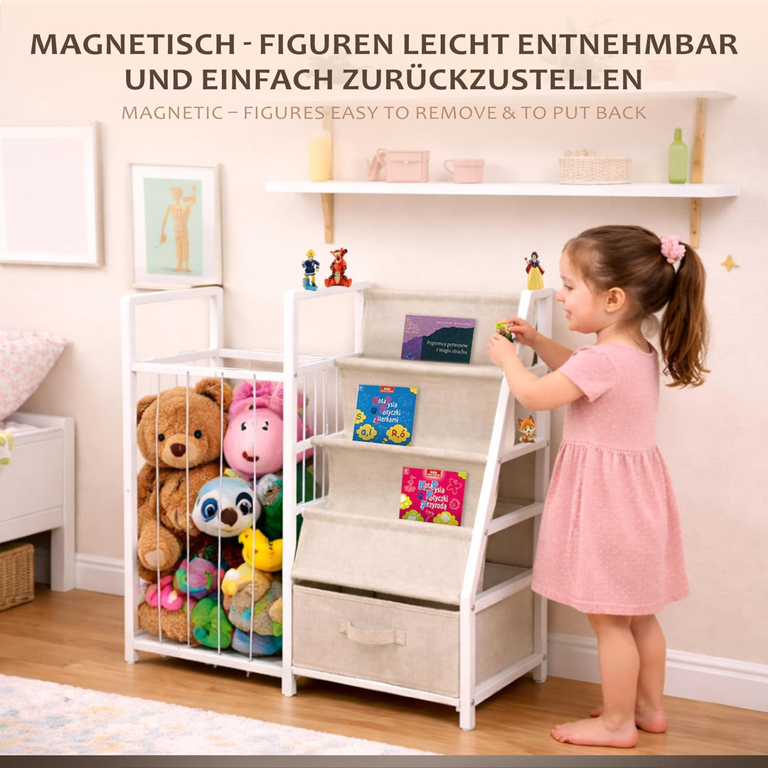 ONVAYA® Multifunktionales Kinderregal 4-in-1 | Tonie Regal, Kuscheltier Aufbewahrung, Kinder Bücherr