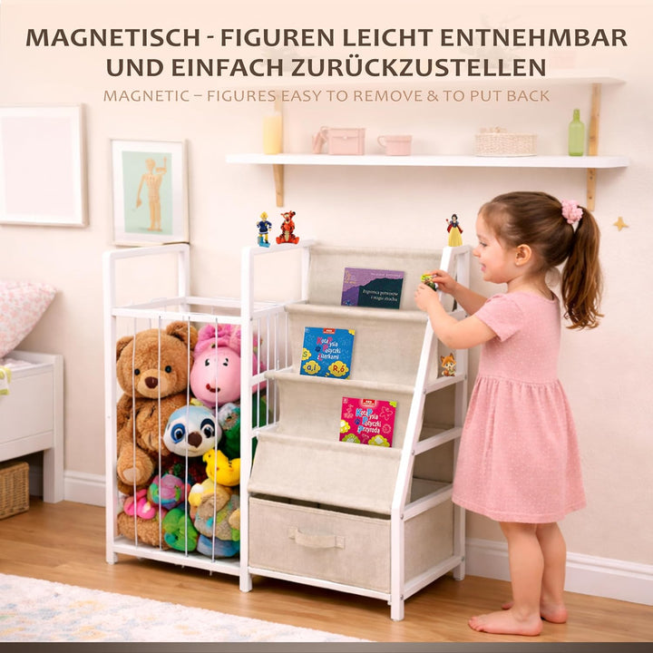 ONVAYA® Multifunktionales Kinderregal 4-in-1 | Tonie Regal, Kuscheltier Aufbewahrung, Kinder Bücherr