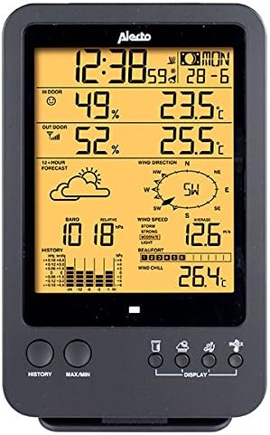 Alecto WS-4700 Wetterstation Funk mit Aussensensor - Funkwetterstation - 5-in-1 - grosses Display -
