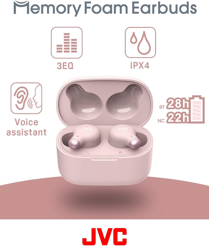 JVC HA-Z250T-P True Wireless Kopfhörer mit aktiver Geräuschunterdrückung, weiche & komfortable Memor