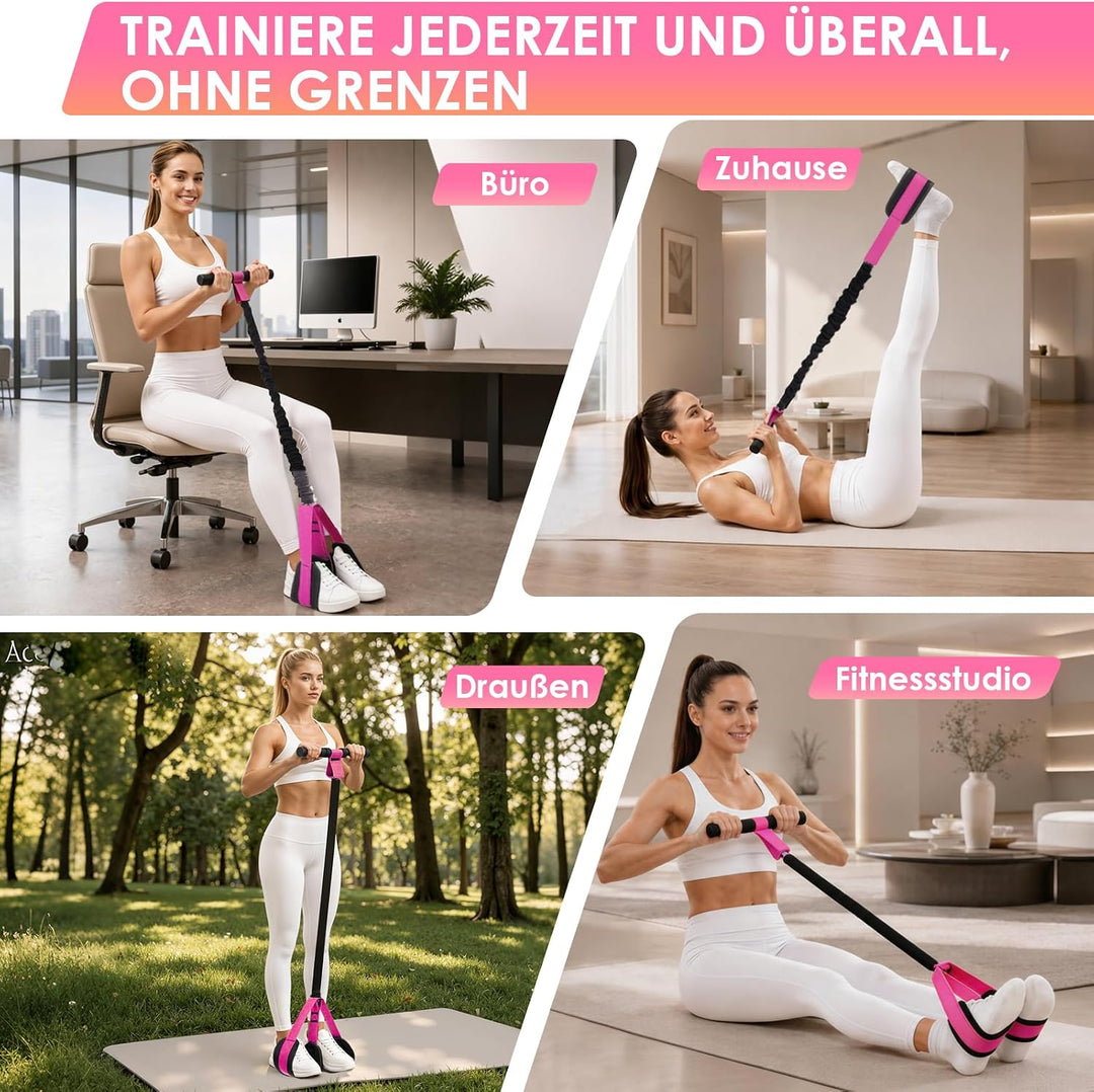TOMSHOO Pedal Widerstandsbänder mit Griff, Multifunktions Bauchtrainer für Zuhause, Bodybuilding Exp