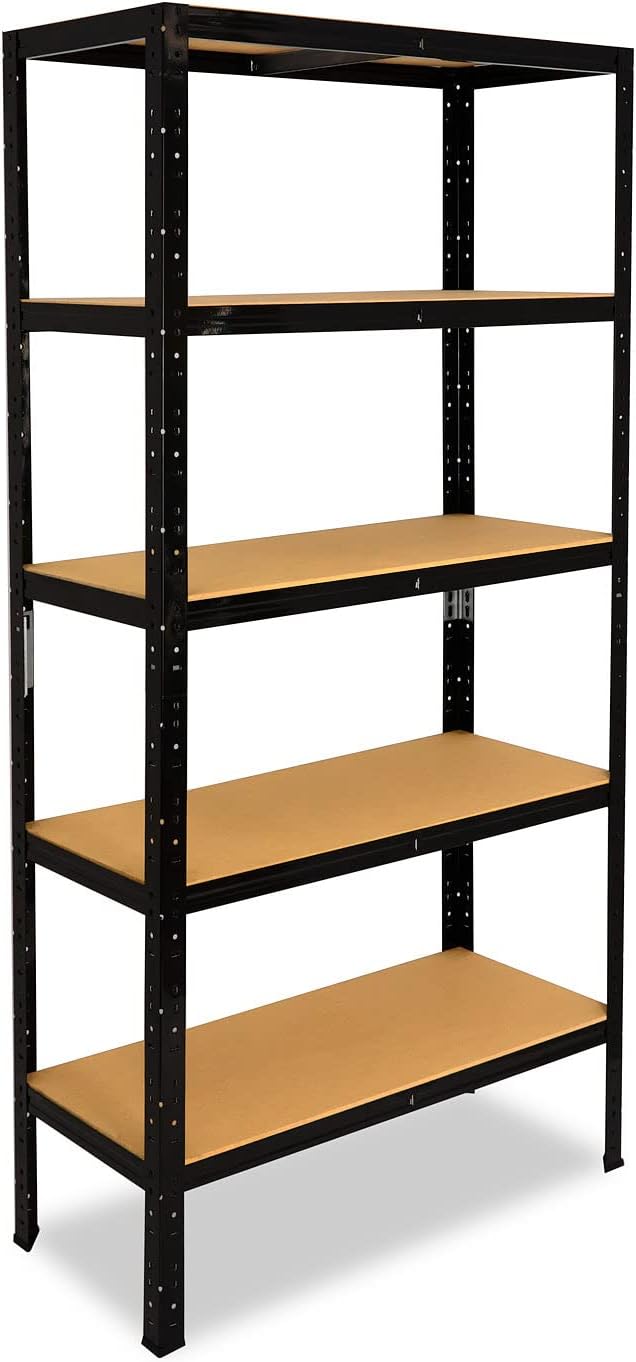shelfplaza® 180x23x30cm Black Schwerlastregal schwarz/Metallregal schwarz 5 Böden à 175kg Tragkraft/