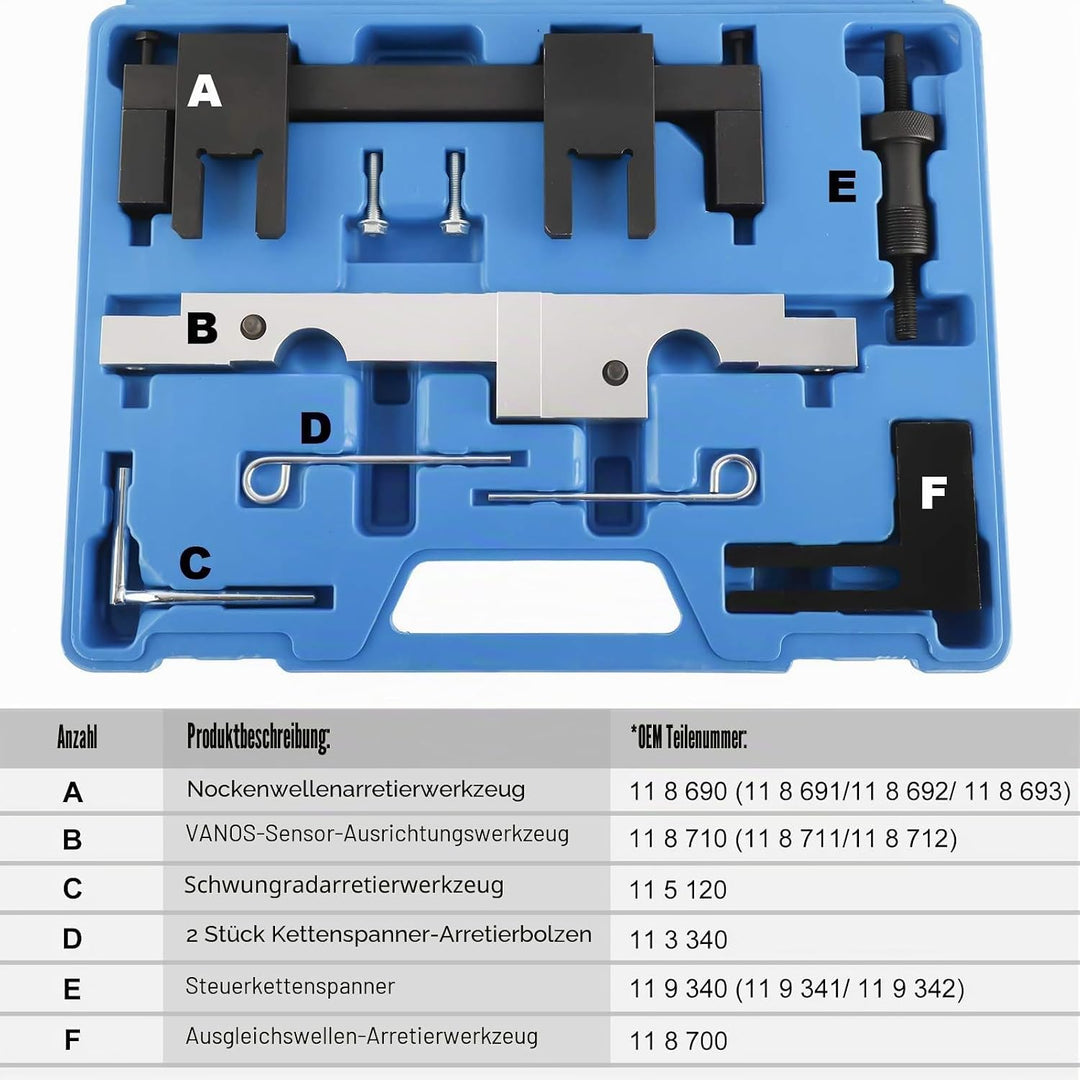 FreeTec Nockenwellenversteller Nockenwelle Steuerkette Wechsel Motor Werkzeug Arretierwerkzeug Satz