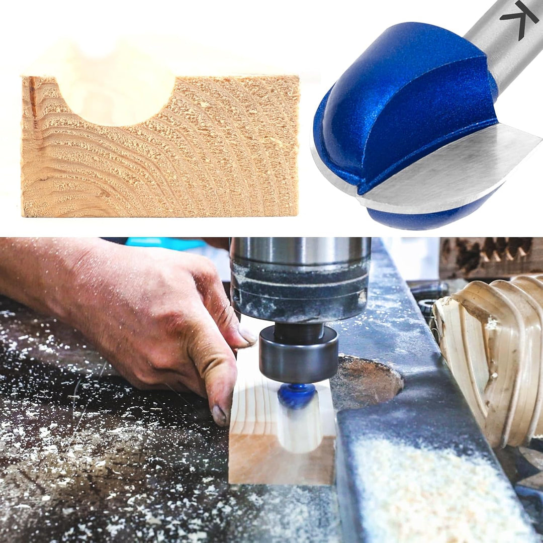 ASNOMY 7Stücke Hartmetall Hohlkehlfräser Oberfräser 8mm Schaft, kugelfräser Holz Rund Nase Core Box