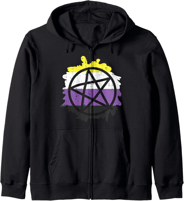 Pentagram Satanic Goth LGBTQ Non-Binary Flag Genderqueer Kapuzenjacke