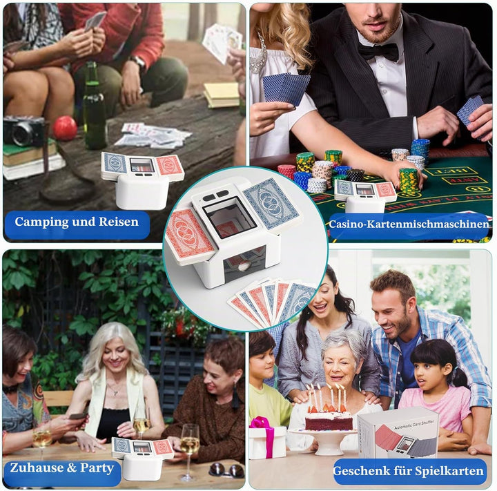 Wiederaufladbarer Kartenmischer für 1–2 Decks für Poker UNO Blackjack Texas Hold'em, Automatischer K