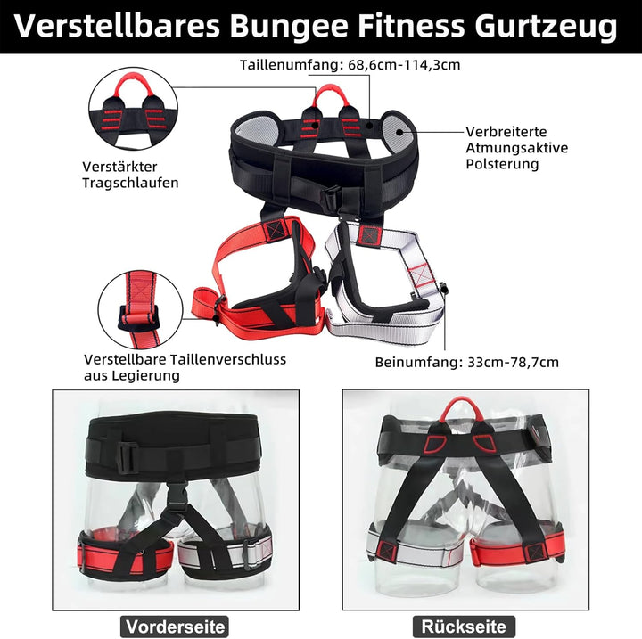 PRIOR FITNESS Bungee-Fitnessgeräte-Set, schweres Bungee-Widerstandsband, elastisches Tanz-Bungee-Sei