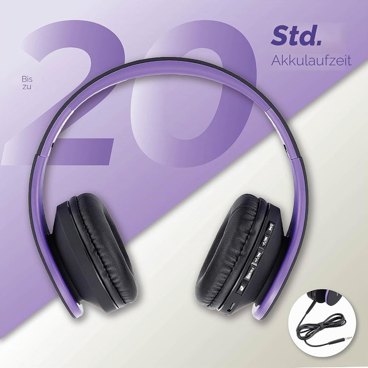 PowerLocus Bluetooth Kopfhörer Over Ear, Kabellose Kopfhörer, HiFi Stereo, Faltbare Kopfhörer mit Mi