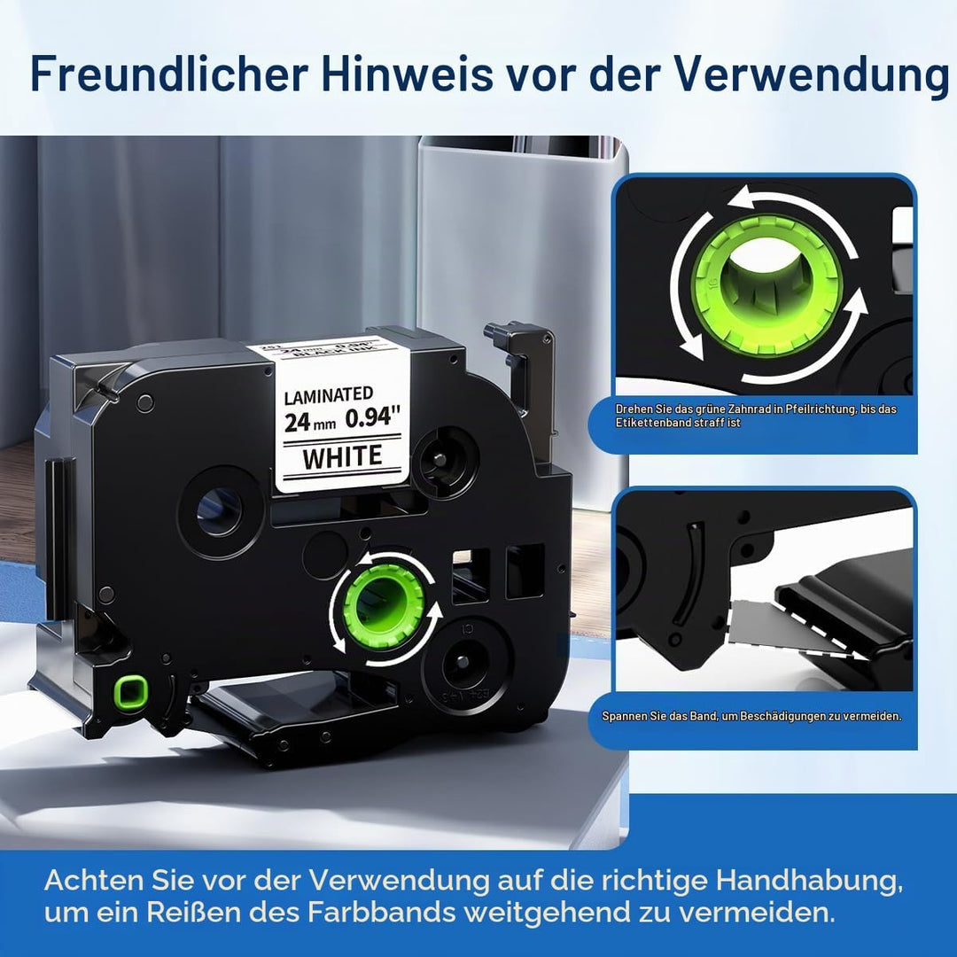 Tze-251 Schriftbänder 24mm Schwarz auf Weiss, kompatibel mit Brother P-touch Bänder 24mm für Brother