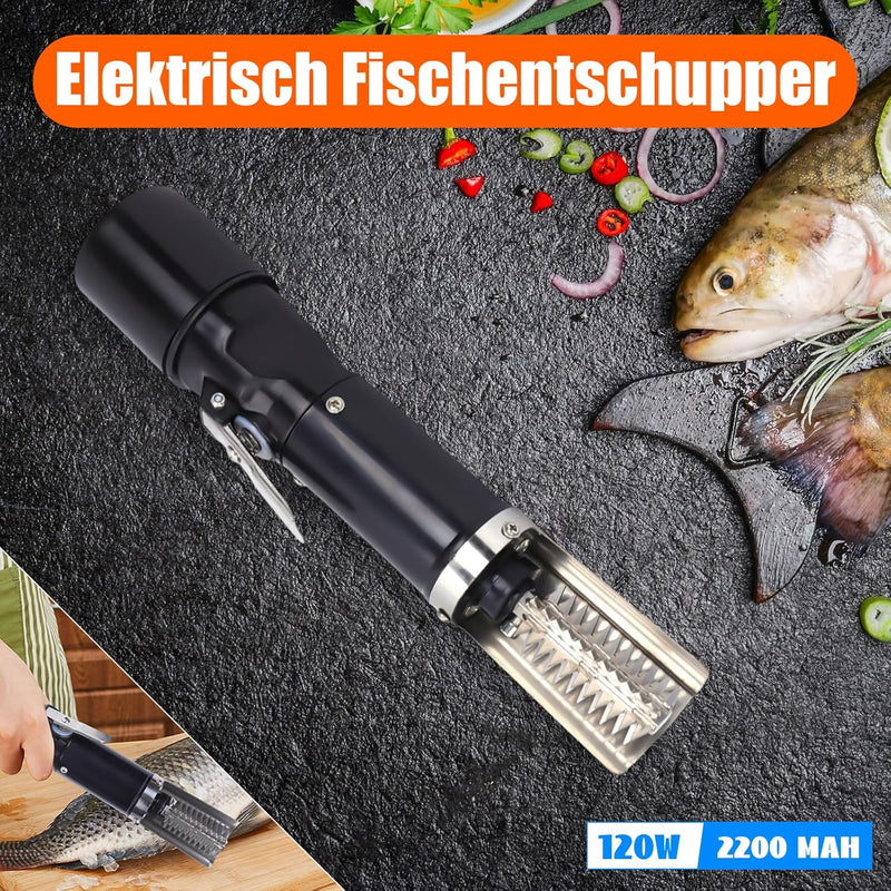 SABUIDDS Elektrischer Fischschupper Edelstahl, Elektrischer Fischschuppen-Entferner, Automatischer F