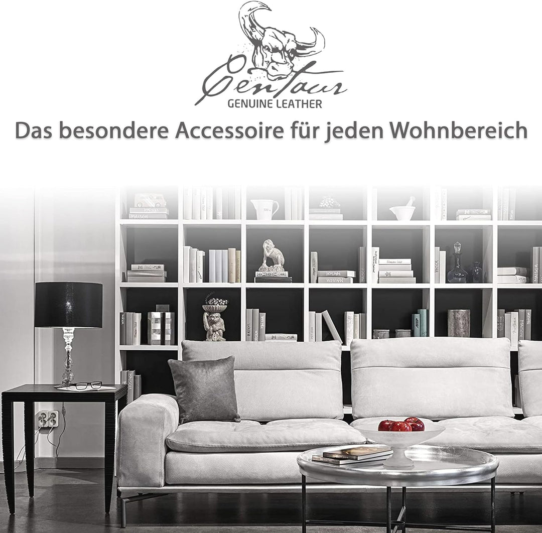 Centaur - Deko Lederkissen 40 x 40 cm für Sofa oder Schlafzimmer basaltgrau - Echt Leder Kissen Echt