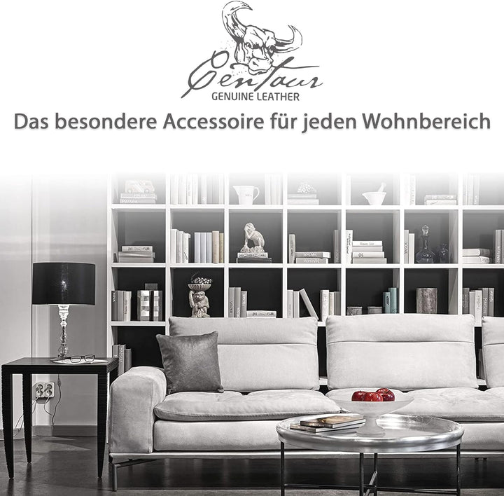 Centaur - Deko Lederkissen 40 x 40 cm für Sofa oder Schlafzimmer basaltgrau - Echt Leder Kissen Echt