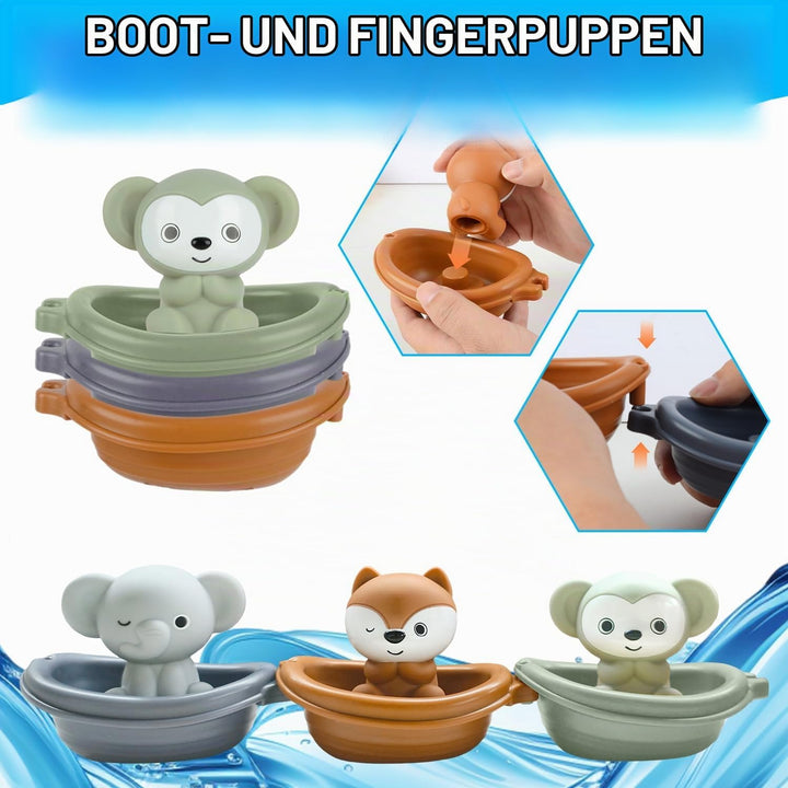 Baby Badespielzeug, Kugelbahn Badewannenspielzeug Wasserspielzeug Kinder mit Zahnräder Fingerpuppen