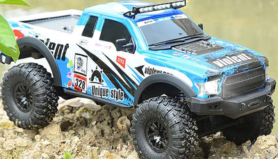 Amewi 22594 Dirt Climbing Pickup Race Crawler 4WD 1:10 RTR blau, inkl. Fernsteuerung, Akku, Ladekabe