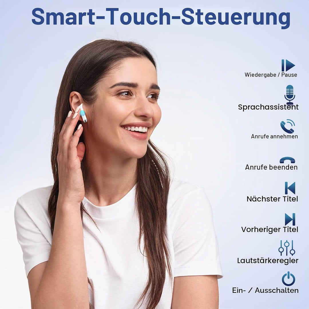 Kopfhörer, Kabellos Bluetooth 5.3 In Ear mit CVC8.0 Mikrofon, 40H Kabellose Noise Cancelling Earbuds
