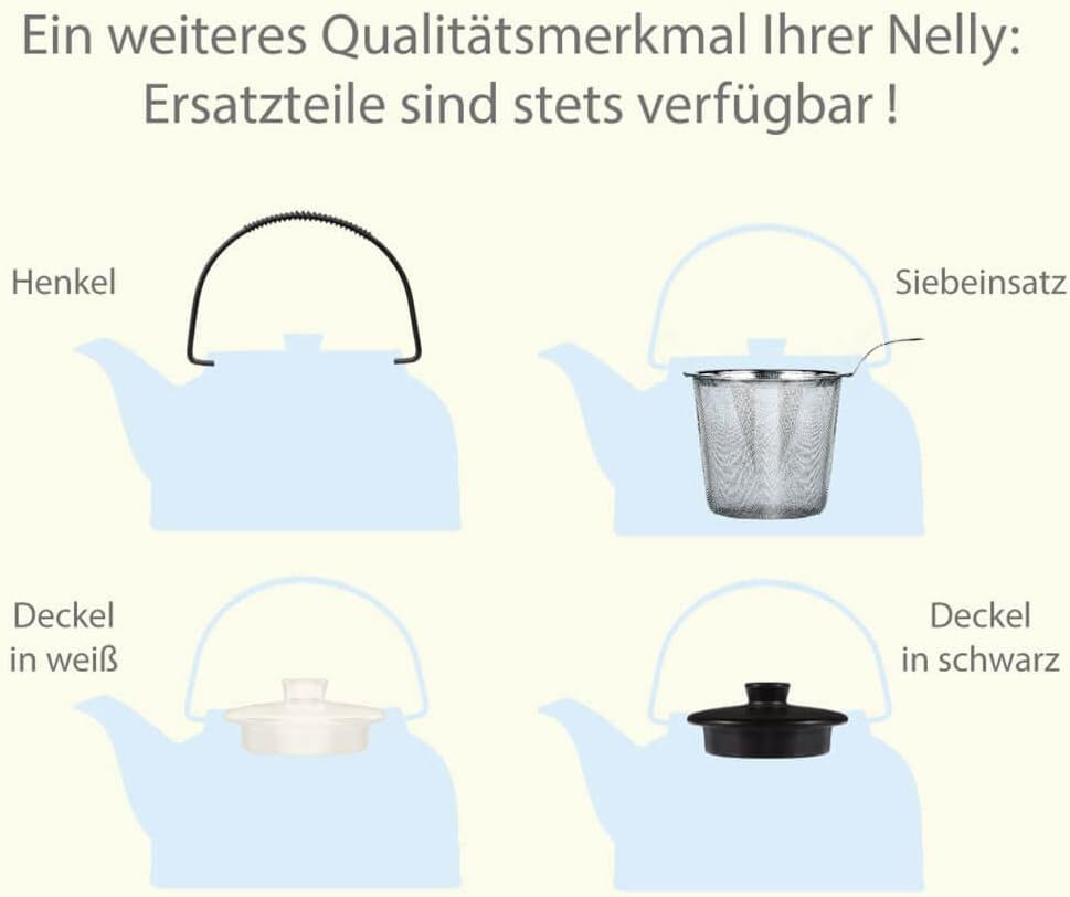 Aricola Teeservice „Nelly“. Moderne Teekanne 1,5 Liter in weiss/weiss aus hitzebeständiger Keramik m