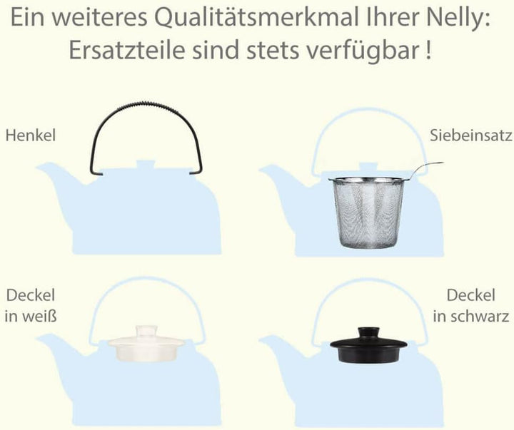 Aricola Teeservice „Nelly“. Moderne Teekanne 1,5 Liter in weiss/weiss aus hitzebeständiger Keramik m
