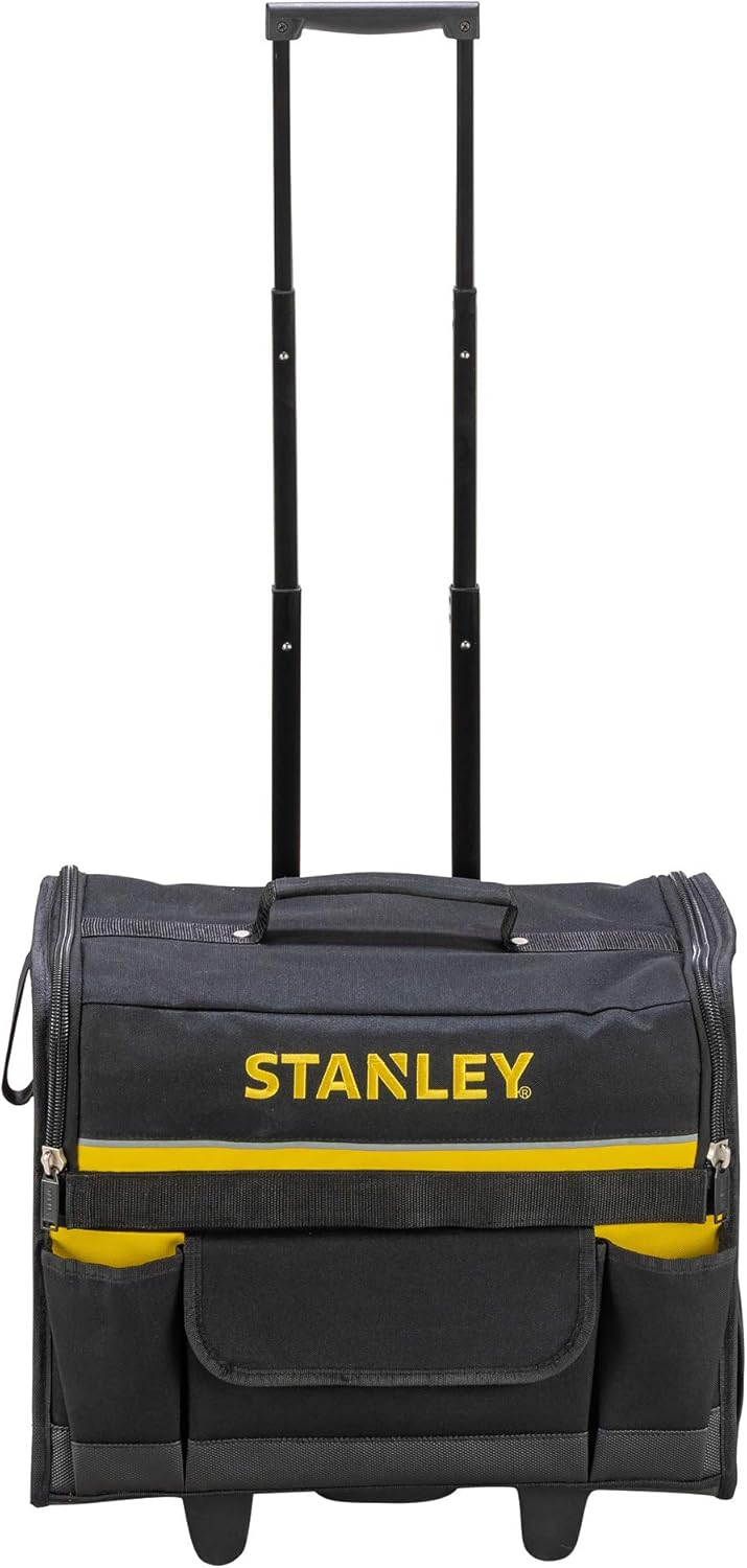 STANLEY Werkzeugkoffer (mit Rollen, 44,5 x 25,5 x 42 cm, wasserfester Kunststoffboden, Trolley aus s