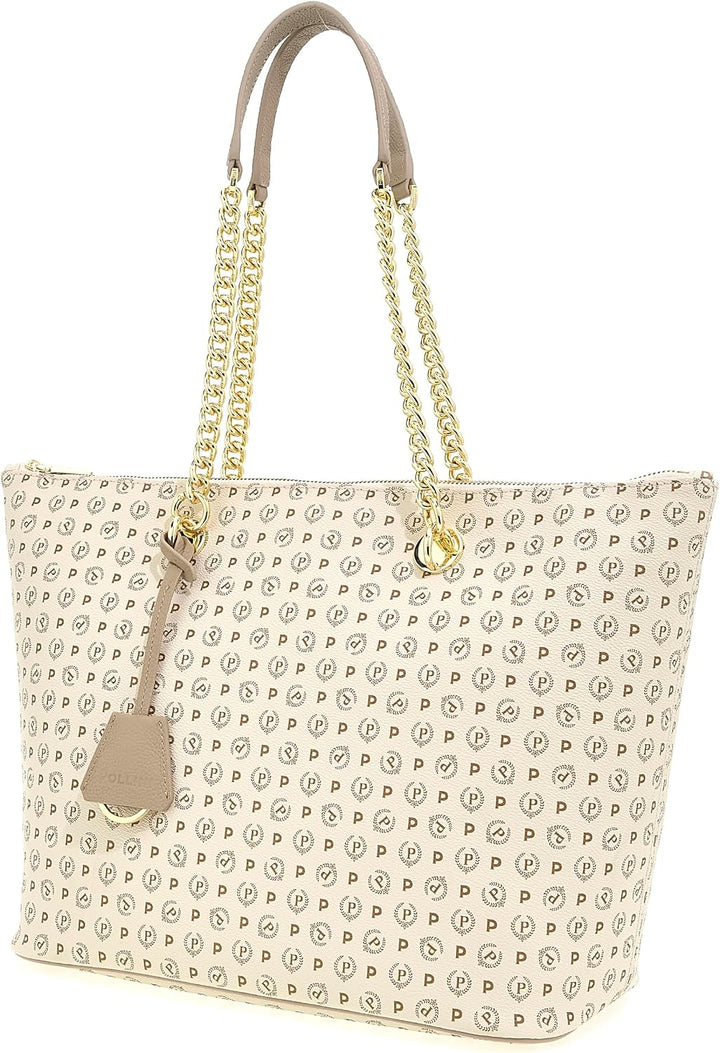 Pollini TE8410PP02Q1100A Tragetasche Damen Synthetisch 34X30X16 CM Elfenbein, 34X30X16 CM Elfenbein