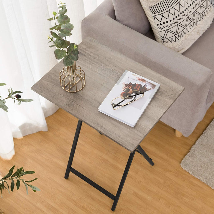 HOOBRO Beistelltisch, Klappbar Tablett Tisch, Sofatisch, TV Tray im Industriestil, Einfach Montierba