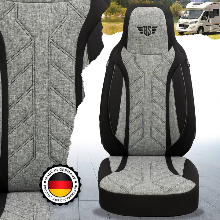 BREMER SITZBEZÜGE Wohnmobil Schonbezüge für FIAT Ducato Jumper Boxer PLKT201 PLKT201 - Schwarz/Grau,