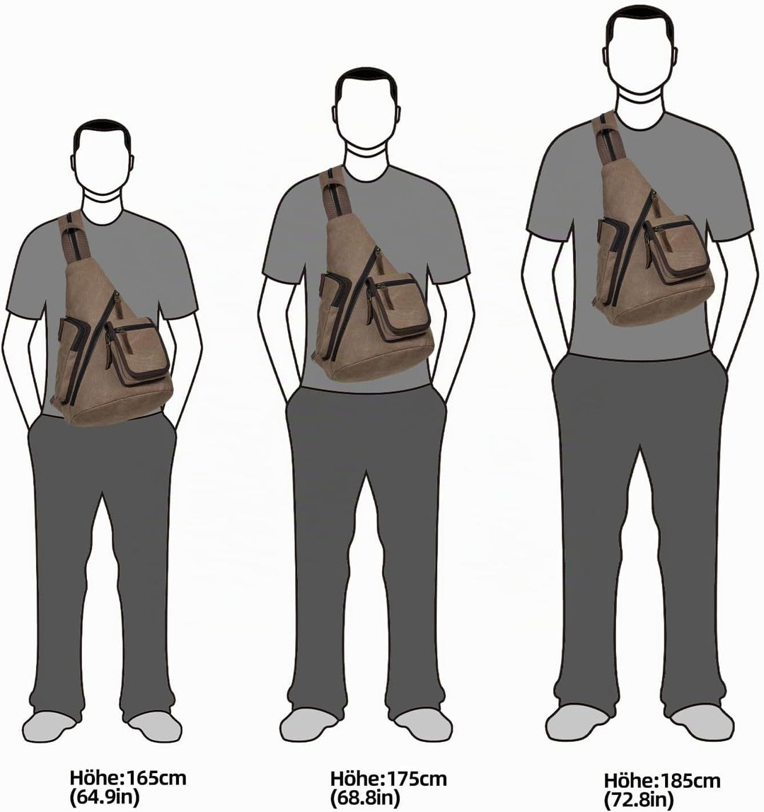 KL928 Canvas Sling Bag Herren und Damen, Crossbody Brusttasche Schulterrucksack Schultertasche Rucks