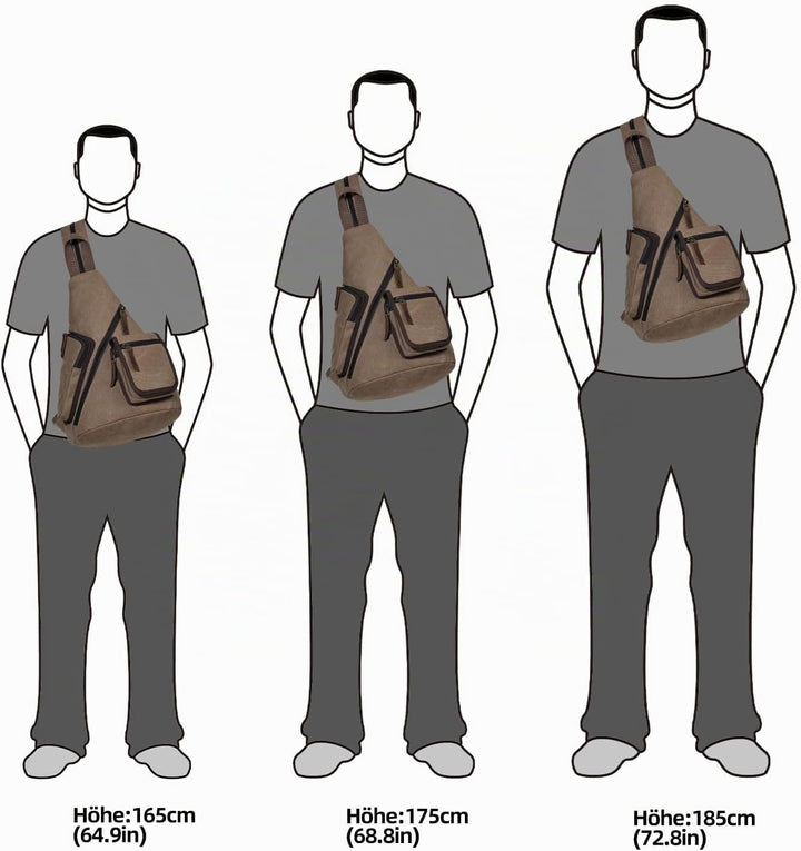 KL928 Canvas Sling Bag Herren und Damen, Crossbody Brusttasche Schulterrucksack Schultertasche Rucks