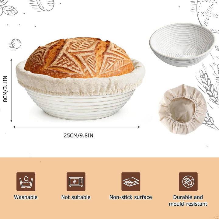 gärkörbchen für brot, Material: Rattan, Masse: 25x8cm, Farbe: Natur, Rundes Gärkorb Zum Brotbacken-S