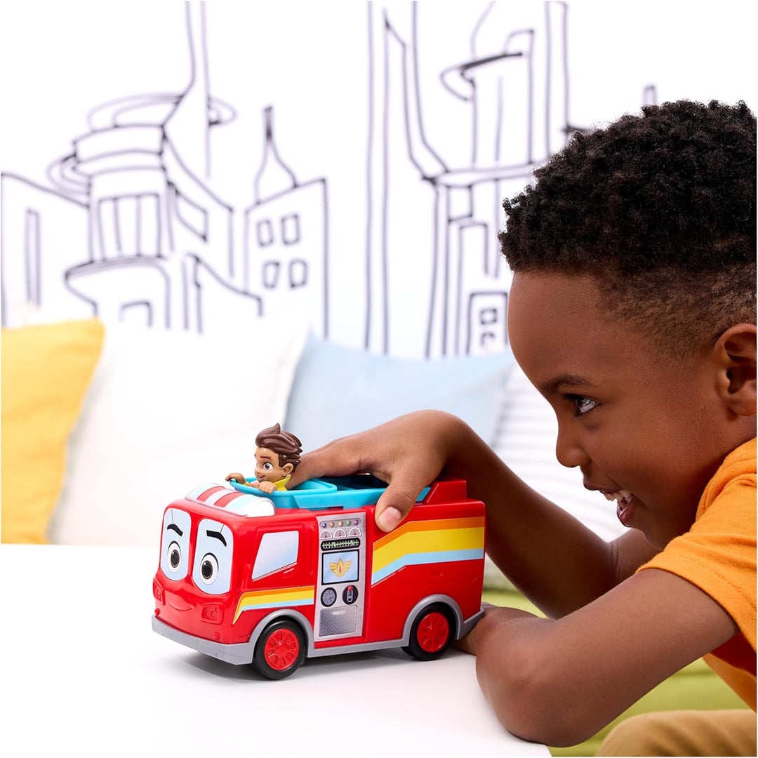 Disney Junior Firebuds, BO and Flash Feuerwehrauto Spielzeugfahrzeug mit Rückzugfunktion und Wheelie
