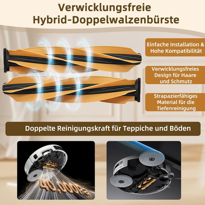 V70 Zubehör für Mova V70 Ultra Complete/V50 Ultra Complete, 2 Hauptbürsten 6 Seitenbürsten 4 HEPA-Fi