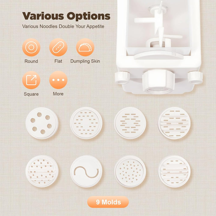 180W Elektrische Nudelmaschine, Automatische Pastamaschine, 9 Formen, Einfache Reinigung, für Spaghe