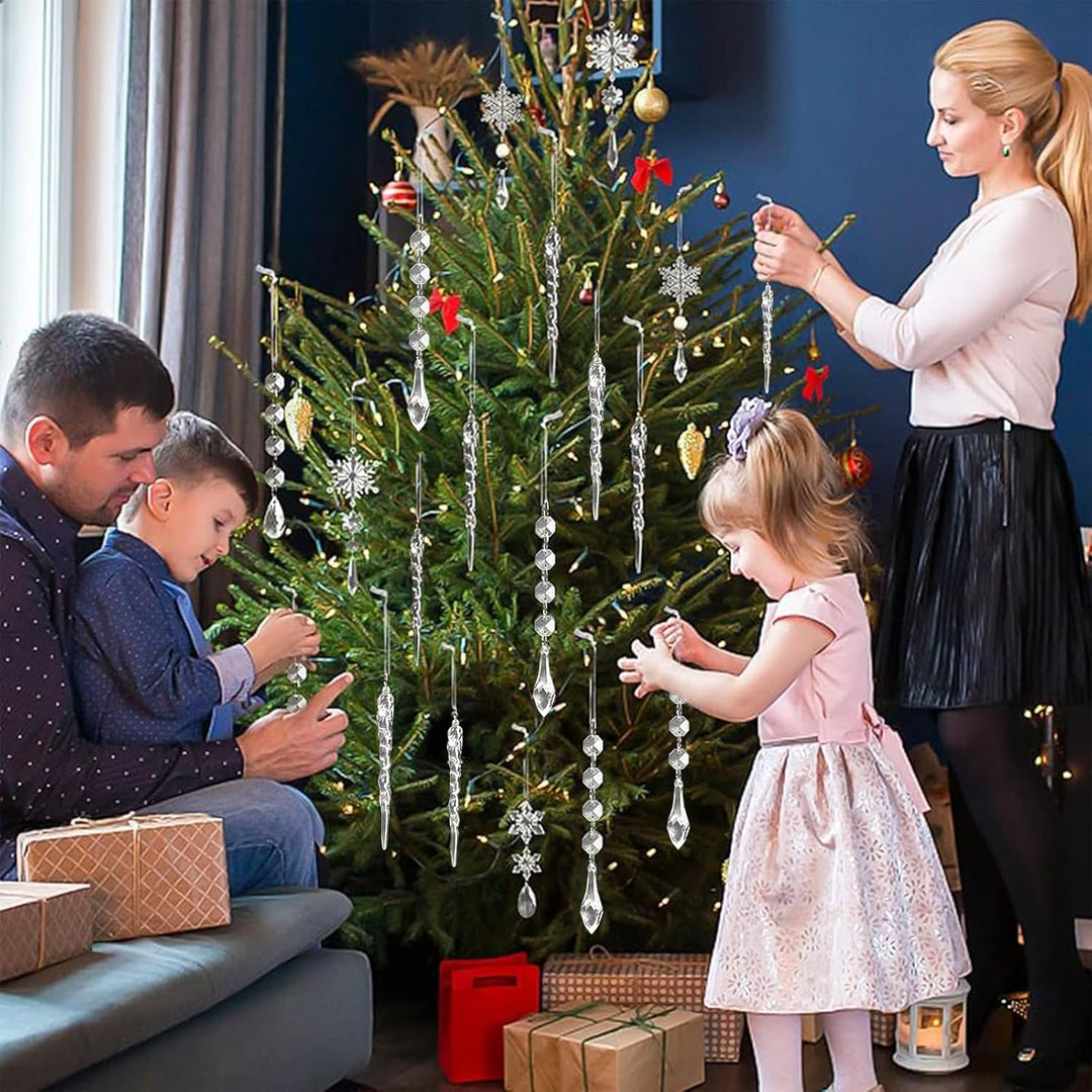 36 Stück Christbaumschmuck Eiszapfen Deko Weihnachtsbaumschmuck Glas Eiszapfen Anhänger Baumschmuck