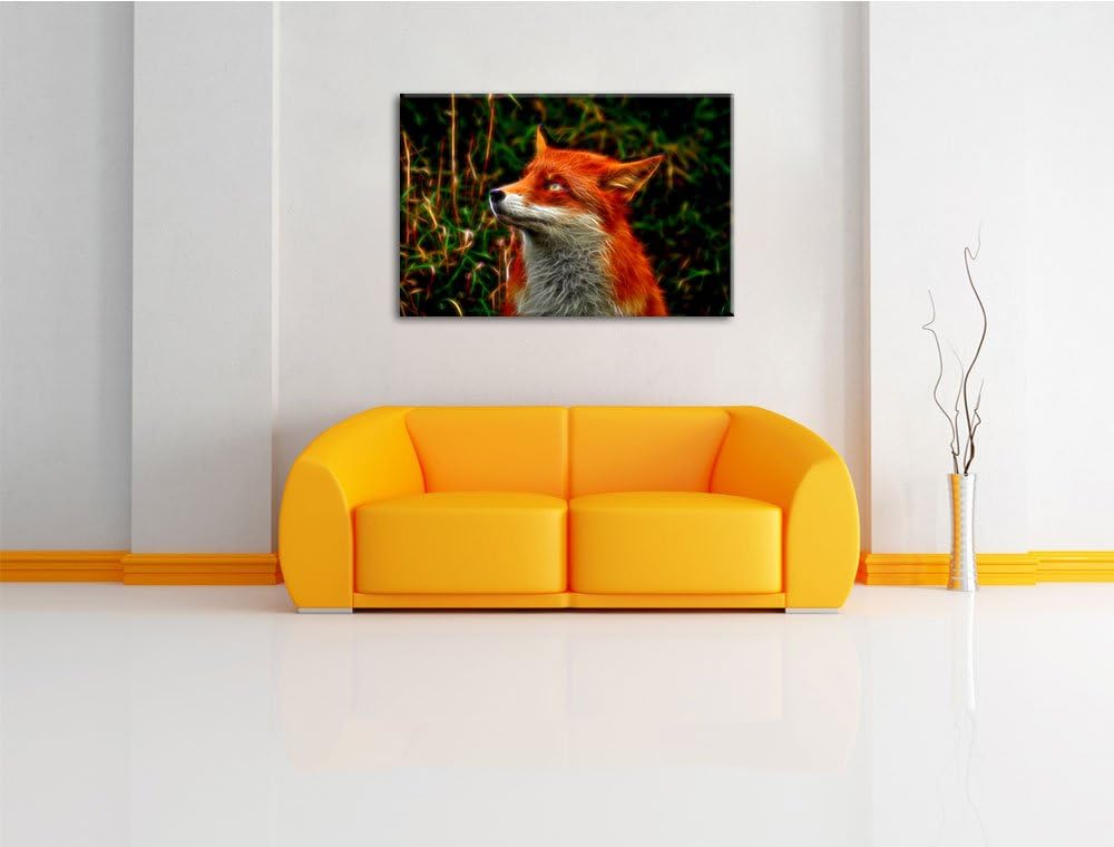 Süsser Fuchs im Wald, Format: 100x70 auf Leinwand, XXL riesige Bilder fertig gerahmt mit Keilrahmen,