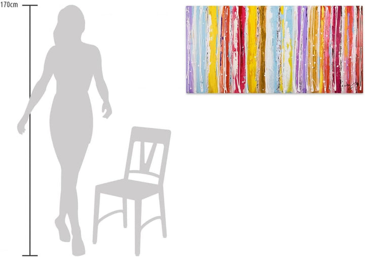 KunstLoft Leinwandbild | 100% HANDGEMALT | 120x60cm | Gemälde 'Line it ' | Abstrakt | Bunt | Wandbil