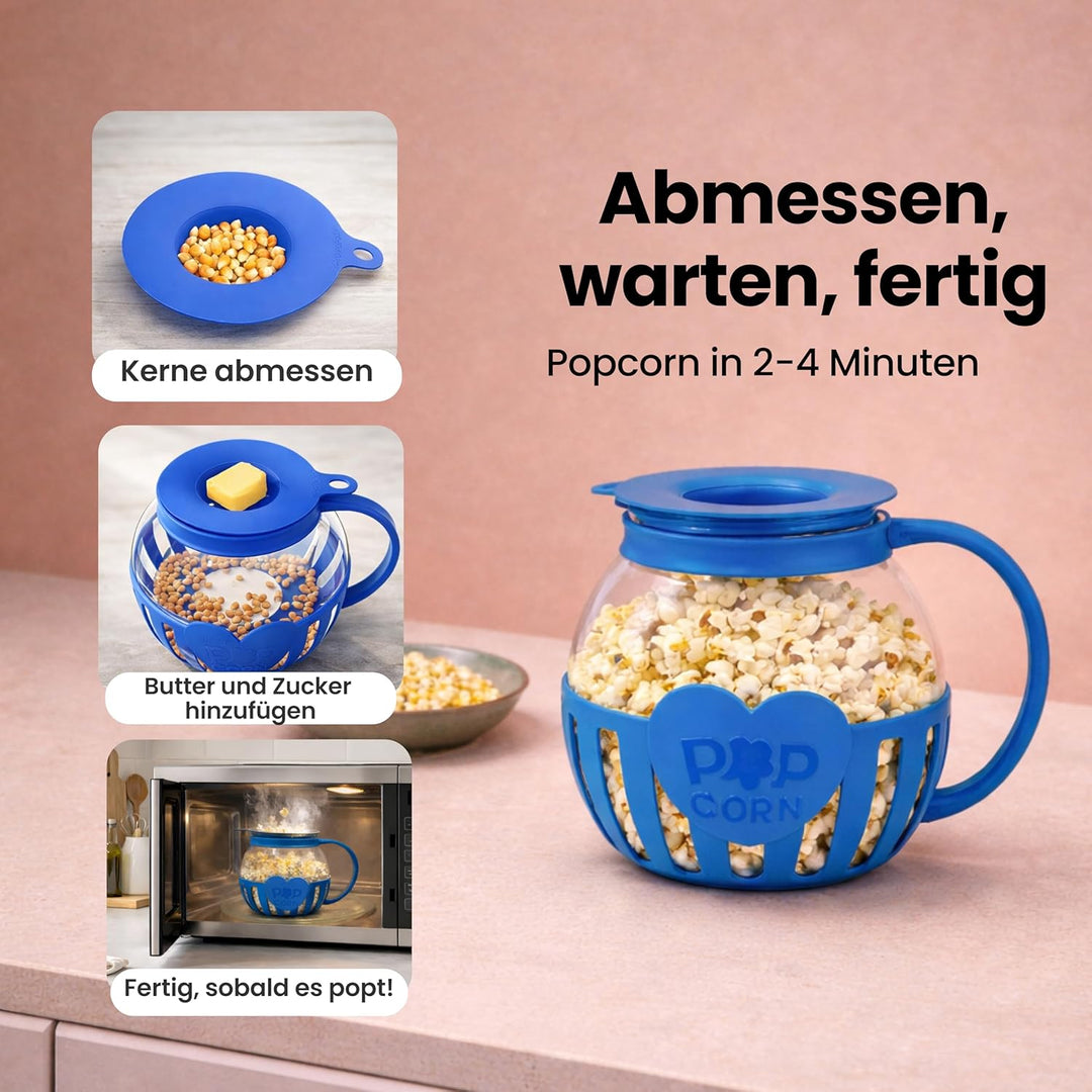 Netrox - Popcorn Maker für Mikrowelle – Glasbehälter, BPA-frei, spülmaschinengeeignet – Fettfreie Po