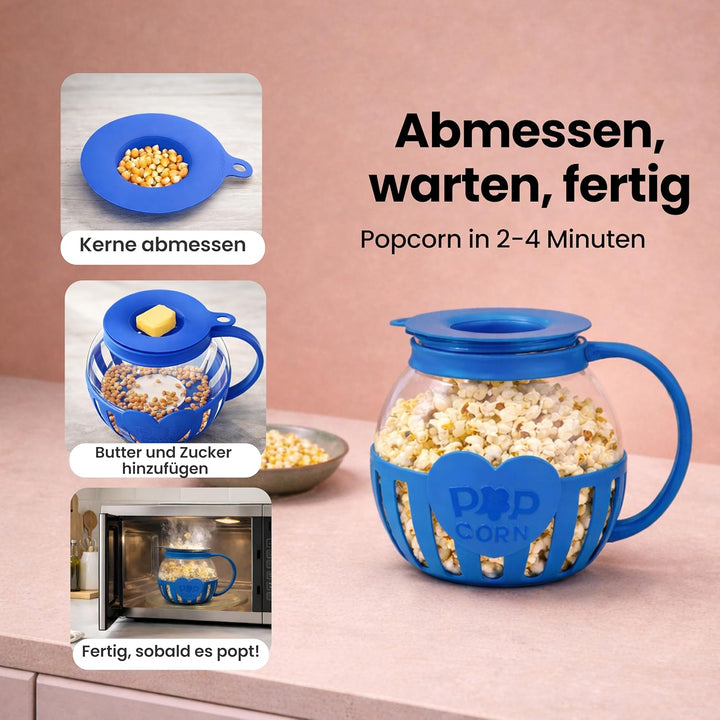 Netrox - Popcorn Maker für Mikrowelle – Glasbehälter, BPA-frei, spülmaschinengeeignet – Fettfreie Po