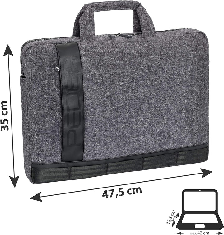 PEDEA Notebooktasche "Fancy" für 17,3 Zoll (43,9cm) mit Schultergurt und Notebookschloss, grau Grau
