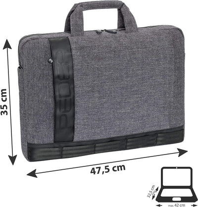 PEDEA Notebooktasche "Fancy" für 17,3 Zoll (43,9cm) mit Schultergurt und Maus, grau Grau 17,3 Zoll m