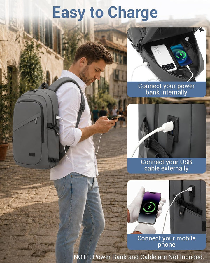 KONO Laptop Rucksack für Herren und Damen, Wasserdichter und Diebstahlsicher Business Laptoprucksack