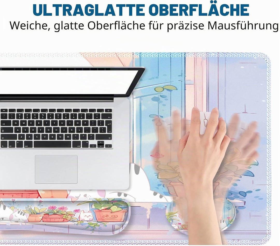 ToLuLu Erweitertes Gaming-Mauspad, Memory-Schaum, ergonomische Tastatur-Maus-Handgelenkauflage, gros