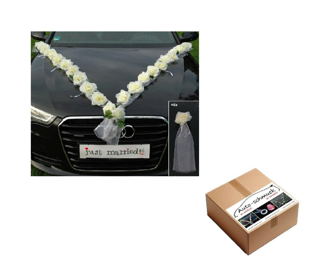 Rosen Girlande Braut Paar Rose Deko Dekoration Autoschmuck Hochzeit Car Auto Wedding ®Auto-schmuck D
