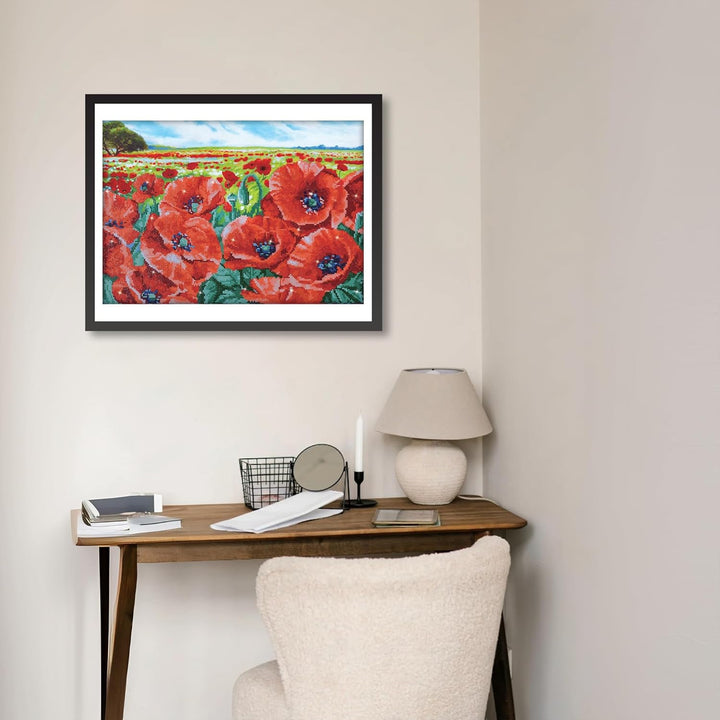 Diamond Dotz DD10-013 Mohnfeld, ca. 60 x 42 cm gross, Diamond Painting, Malen mit Diamanten, funkeln