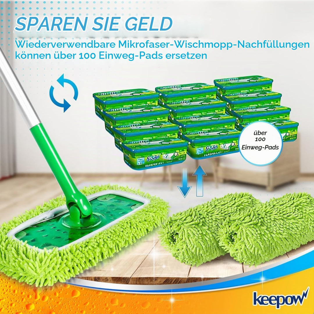 KEEPOW Mikrofaser-Tücher für Swiffer Bodenwischer – ideal für Swiffer Feuchte Bodentücher, Chenille-