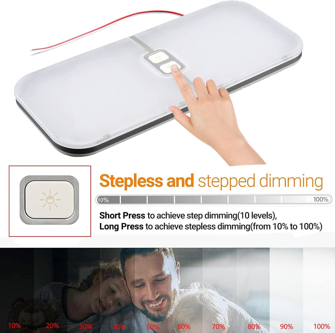 Intckwan 12 Volt Led Lampen Wohnmobil, 204LEDs, 15W, Dimmbar Dach Wohnmobilbeleuchtung mit Speichers