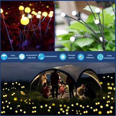 Aufgerüstet Firefly Solar Garden Lights, 4 Stück Glühwürmchen-Lichter, Wasserdichte Gartenkunst Feen